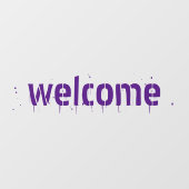 Halloween lila Willkommenstext Fensteraufkleber (Blatt)