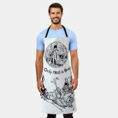 Halloween Line Art Scarecrow No Brain Full Print Schürze (Getragen)