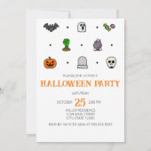 Halloween Line Icons Halloween-Party Einladung (Vorderseite)
