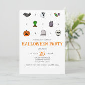 Halloween Line Icons Halloween-Party Einladung (Stehend Vorderseite)