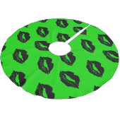 Halloween Lips Muster Grün Schwarz Polyester Weihnachtsbaumdecke (Schrägansicht)