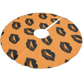 Halloween Lips Muster Orange Black Polyester Weihnachtsbaumdecke (Schrägansicht)