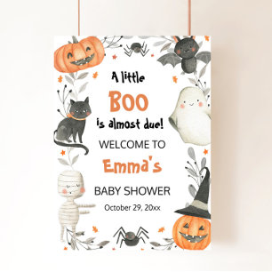 Halloween Little Boo Baby Dusche Begrüßungszeichen Poster