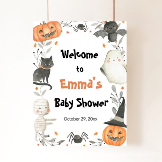 Halloween Little Boo Baby Dusche Begrüßungszeichen Poster