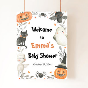 Halloween Little Boo Baby Dusche Begrüßungszeichen Poster