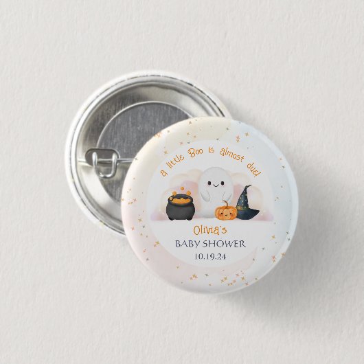Halloween Little Boo Baby Dusche Button (Vorne & Hinten)