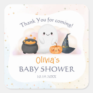Halloween Little Boo Baby Dusche Quadratischer Aufkleber