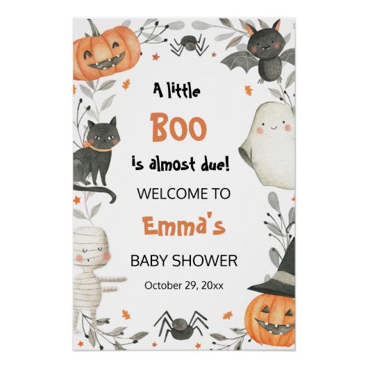 Halloween Little Boo Baby Dusche Willkommenspender Poster (Vorderseite)