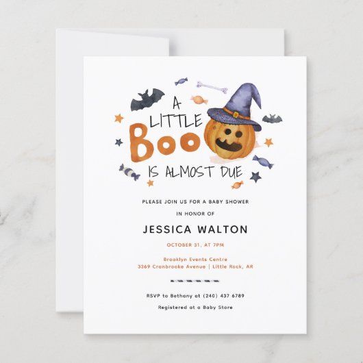 Halloween Little Boo Baby Shower Einladung (Vorderseite)