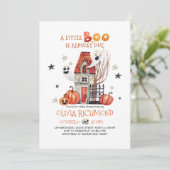 Halloween Little Boo Baby Shower Einladung (Stehend Vorderseite)