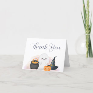 Halloween Little Boo Babyparty  Dankeskarte