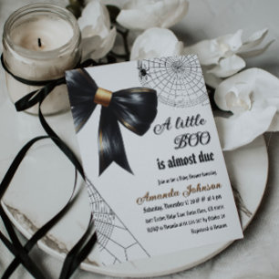 Halloween Little Boo Black Bow Baby Dusche Einladung