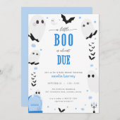 Halloween Little Boo Blue Baby Dusche Einladung (Vorne/Hinten)
