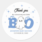 Halloween Little Boo Boy Baby Dusche Danke Runder Aufkleber (Vorderseite)