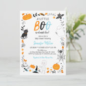 Halloween Little Boo Boy Baby Dusche Einladung (Stehend Vorderseite)