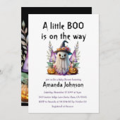 Halloween Little Boo Dark Lila Baby Dusche Einladung (Vorne/Hinten)