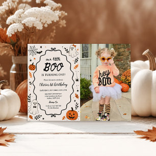 Halloween Little Boo Geist 1. Geburtstagsfoto Einladung