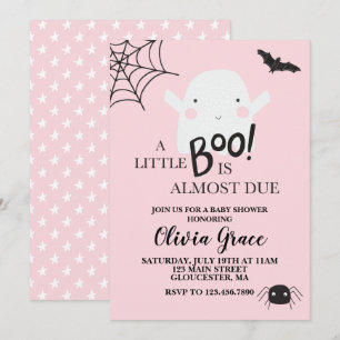 Halloween Little Boo Geist Baby Shower Pink Einladung