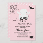 Halloween Little Boo Ghost Baby Dusche Pink Einladung (Vorne/Hinten)