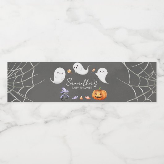 Halloween Little Boo Ghost Baby Dusche Wasserflaschenetikett (Einzelnes Label)