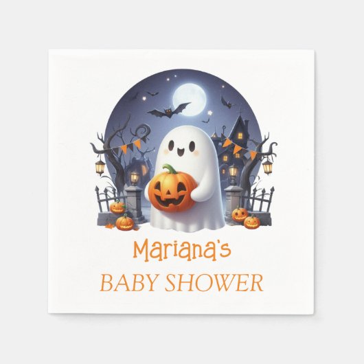Halloween Little Boo Ghost Boy Baby Dusche Serviette (Vorderseite)