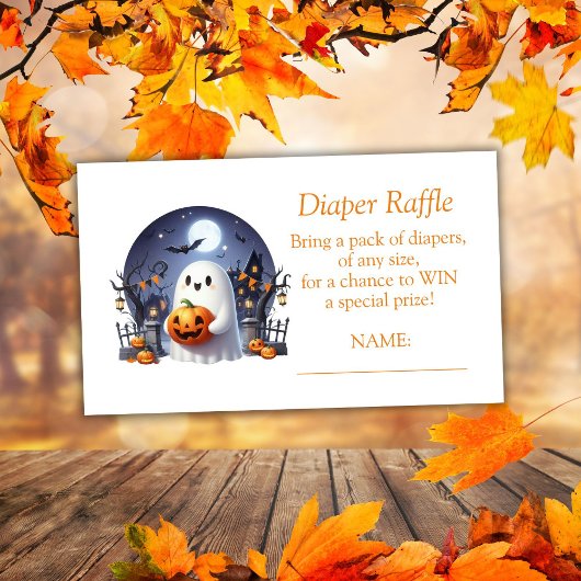 Halloween Little Boo Ghost Diaper Raffle Ticket Begleitkarte