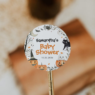 Halloween Little Boo Ghost Pumpkin Baby Shower Runder Aufkleber