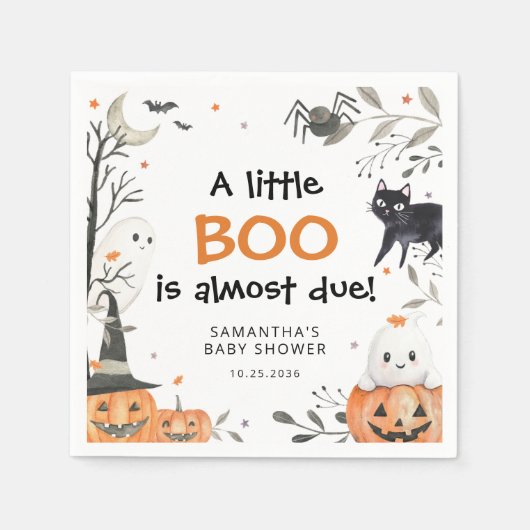 Halloween Little Boo Ghost Pumpkin Baby Shower Serviette (Vorderseite)