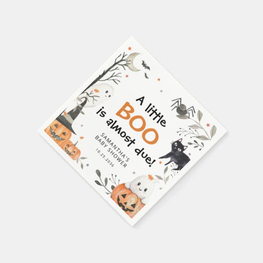 Halloween Little Boo Ghost Pumpkin Baby Shower Serviette (Ecke)