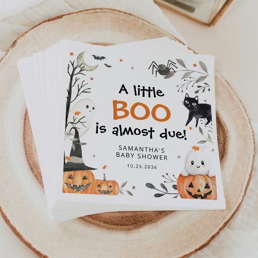 Halloween Little Boo Ghost Pumpkin Baby Shower Serviette