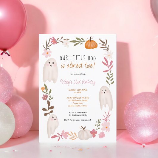 Halloween little boo Ghosts Cute kids 2nd birthday Einladung