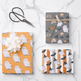 Halloween Little Boo Ghosts Wrapping Paper Sheets Geschenkpapier Set