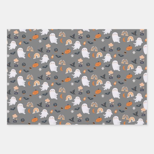 Halloween Little Boo Ghosts Wrapping Paper Sheets Geschenkpapier Set (Vorderseite 2)