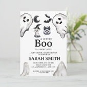 Halloween Little Boo ist fast Due Baby Dusche Einladung (Stehend Vorderseite)