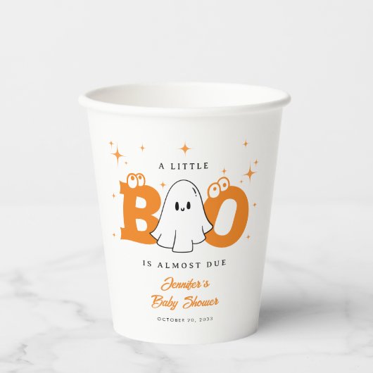 Halloween Little Boo Niedlich Neutral Baby Dusche Pappbecher (Vorderseite)