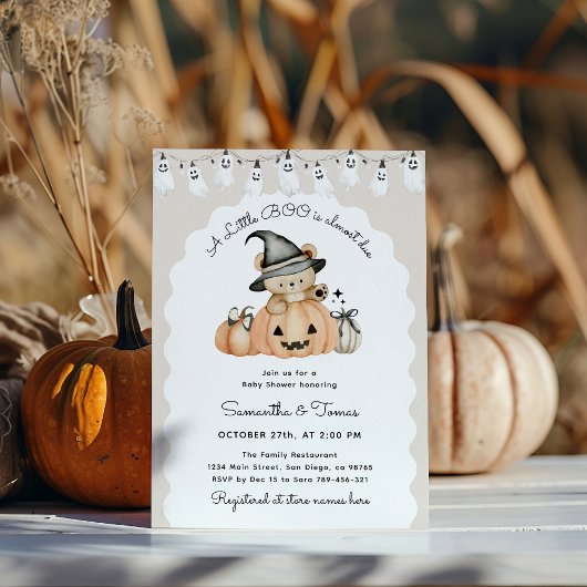 Halloween Little Boo Niedlich Pumpkin Baby Shower Einladung