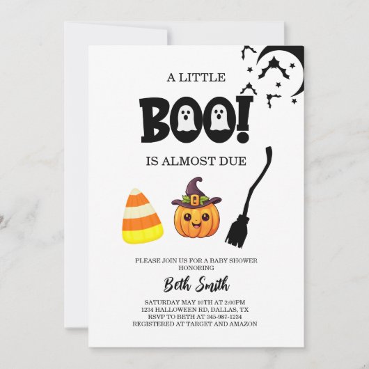Halloween Little Boo Punkin Kinderdusche Einladung (Vorderseite)