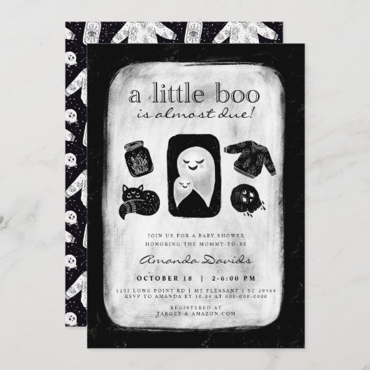 Halloween Little Boo Skull Sprinkle Baby Dusche in Einladung (Vorne/Hinten)