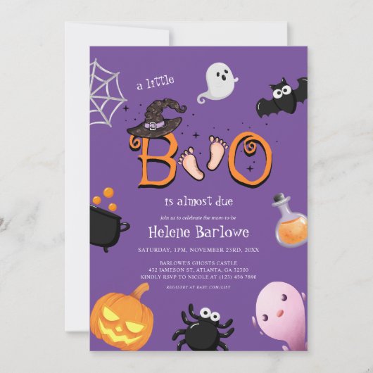 Halloween Little Boo Spooky Baby Dusche Einladung (Vorderseite)