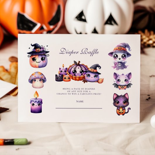 Halloween Little Boo Theme Diapper Raffle Begleitkarte