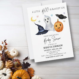 Halloween Little Boo Watercolor Babydusche Einladung