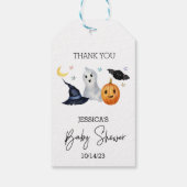 Halloween Little Boo Watercolor Babydusche Geschenkanhänger (Rückseite)