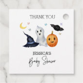 Halloween Little Boo Watercolor Babydusche Geschenkanhänger (Rückseite)