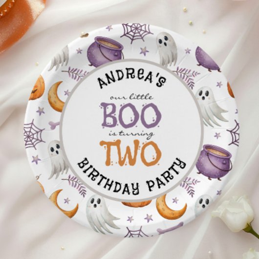 Halloween Little Boo wird zwei 2. Geburtstag Pappteller