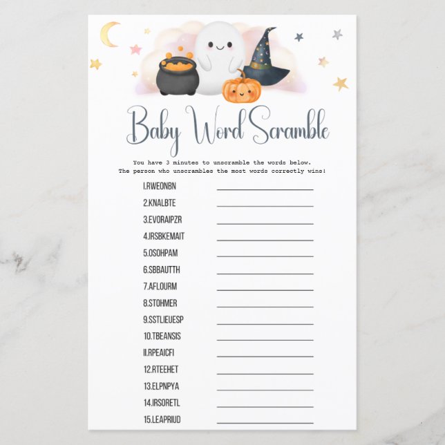 Halloween Little Boo Word Scramble Showspiel (Vorderseite)