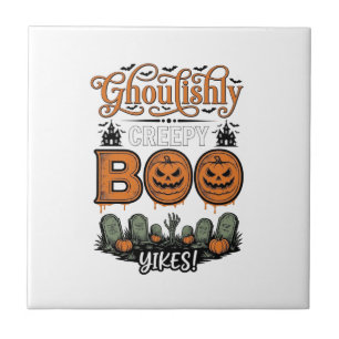 Halloween Little Boo Yah Süße Gruselige Vektorgest Fliese