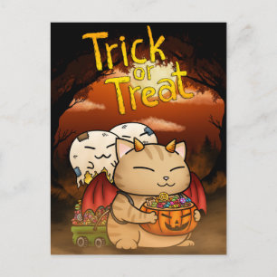 Halloween Little Devil Cat Feiertagspostkarte