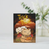 Halloween Little Devil Cat Feiertagspostkarte (Stehend Vorderseite)