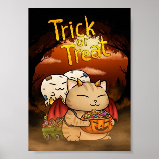 Halloween Little Devil Cat Poster (Vorne)