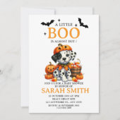 Halloween Little Dog Boo ist fast Due Baby Dusche Einladung (Vorderseite)